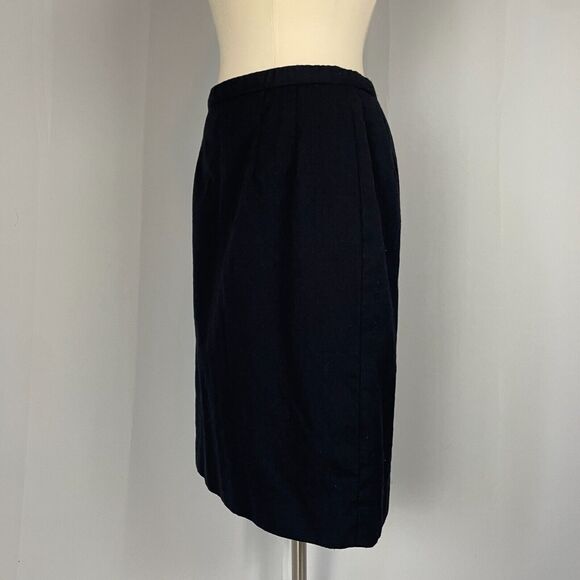 Pendleton Pencil Skirt Size 12 Petite 12P Black Solid Wool Career Office Minimal - Picture 5 of 12